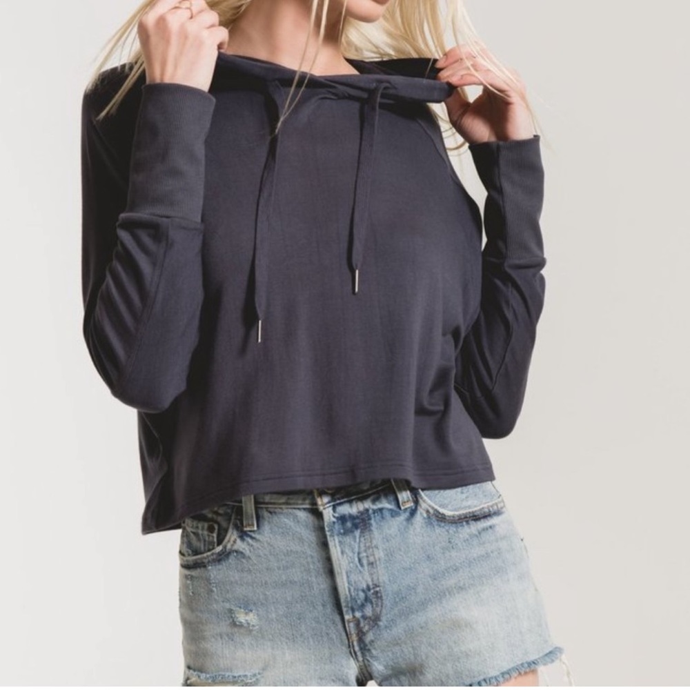 Z Supply Navy Cropped Hoodie